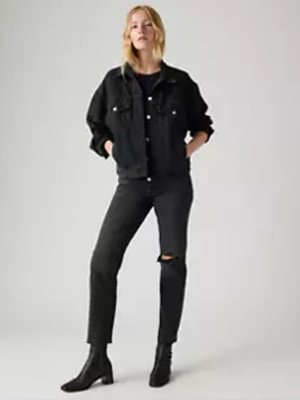 LEVI'S Wedgie Fit Vintage-Insp Classic Straight Ankle After Sunset Black 27x28